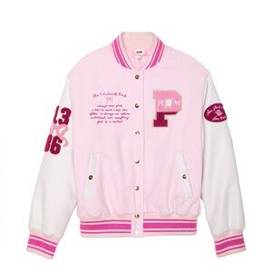 PINK x LoveShackFancy Reissued Boyfriend Varsity Jacket. READY TO SHIP‼️